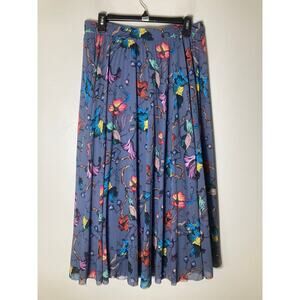 Abbeyglass Gray Floral A-Line Maxi Skirt Sz L (32" W)